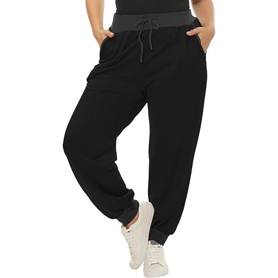 Elastic Waist Ankle-Length Relaxed Fit Casual Pants