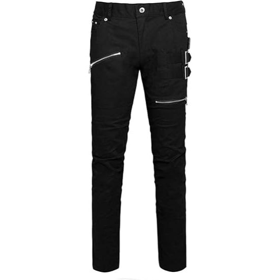 Gothic Punk Style Casual Pants with Decorative Details