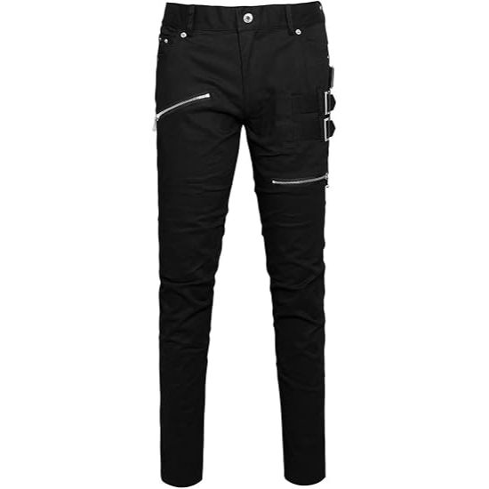Gothic Punk Style Casual Pants with Decorative Details