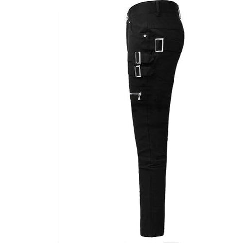 Gothic Punk Style Casual Pants with Decorative Details
